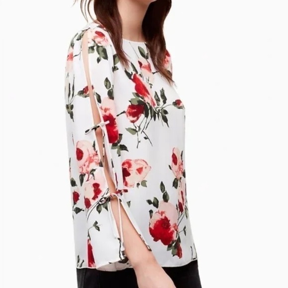 WILFRED Floral White Pozzi Cold Shoulder Blouse SZ Small - Picture 3 of 9